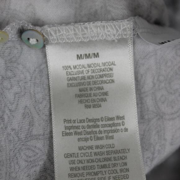 Eileen West Medium Maxi Paisley Floral Long Sleeve White Nightgown Cottagecore - Picture 7 of 11